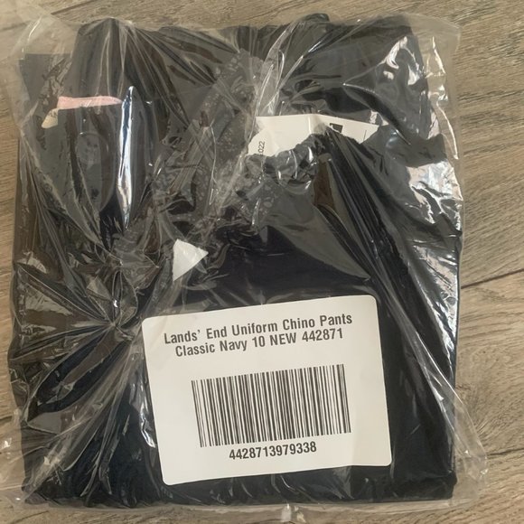 NWT LANDS' END UNIFORM GIRL'S CHINO PANTS CLASSIC NAVY 10 - Picture 3 of 6